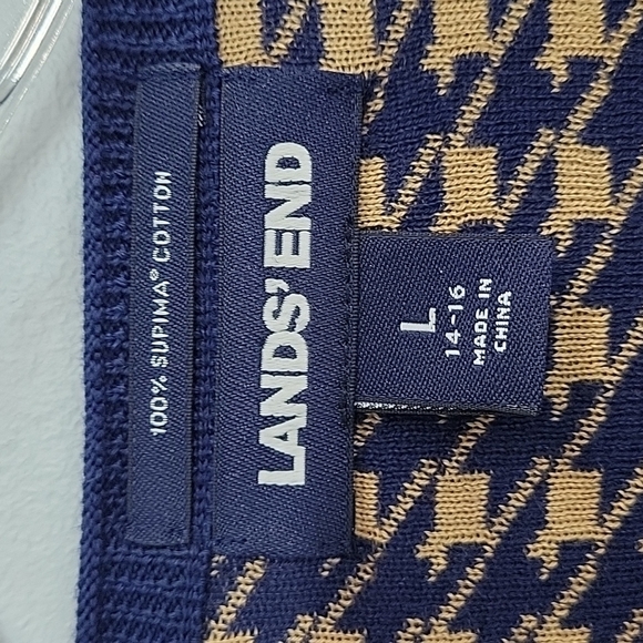 Lands' End Supima Cotton Houndstooth Cardigan Sweater - Picture 3 of 10